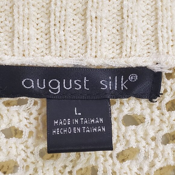 August Silk Womens Open Knit Beach Cardigan Size L Ivory Fairy Costal Vacation - Picture 4 of 10